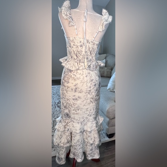 V Chapman The Violet Dress Linen Blend in Blue Murano Size 8 - Picture 4 of 14